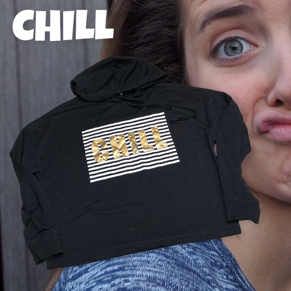 Hoodie Tee Junior Medium Chill Black